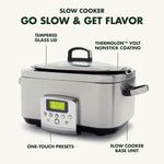 Elite 8-in-1 6l Slowcooker With Pfas-free Ceramic Non-stick Coating | Silver