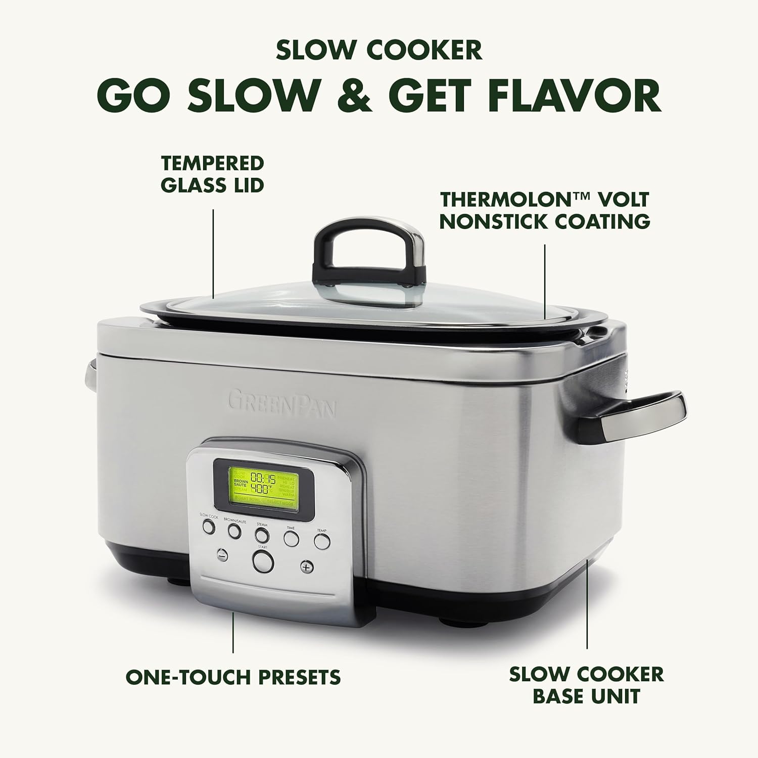 Elite 8-in-1 6l Slowcooker With Pfas-free Ceramic Non-stick Coating | Silver