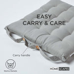 100% Cotton Seat Pads Plain Chair Cushions For Dining Room, Kitchen, Or Outdoor Garden Use | Set-of-4 | Grey
