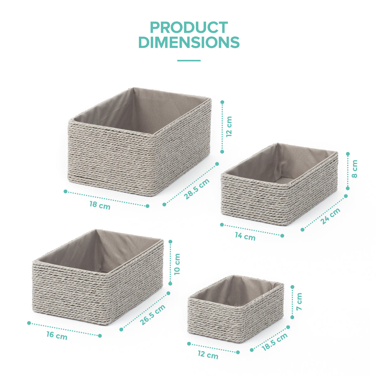 Livivo Set Of 4 Woven Paper Rope Storage Baskets