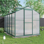 Polycarbonate Greenhouse With Base – Aluminum Frame Walk-in Greenhouse With Sliding Door & 2 Ventilation Window For Plants & Flowers | 10 x 6ft | Green
