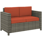 Rattan Wicker 2-seat Sofa Loveseat Padded Garden Furniture | Orange