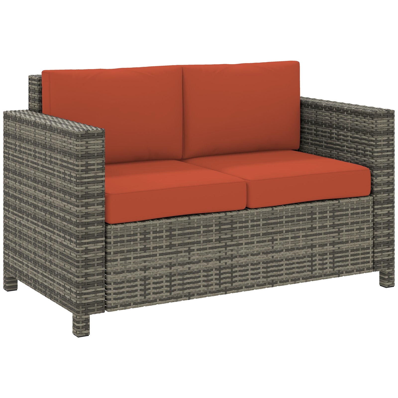 Rattan Wicker 2-seat Sofa Loveseat Padded Garden Furniture | Orange