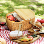 Wicker Picnic Basket For 2 W/ Pine Wood Lid