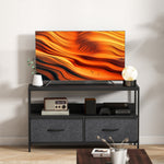 Tv Cabinet, Tv Console Unit With 2 Foldable Linen Drawers | Black