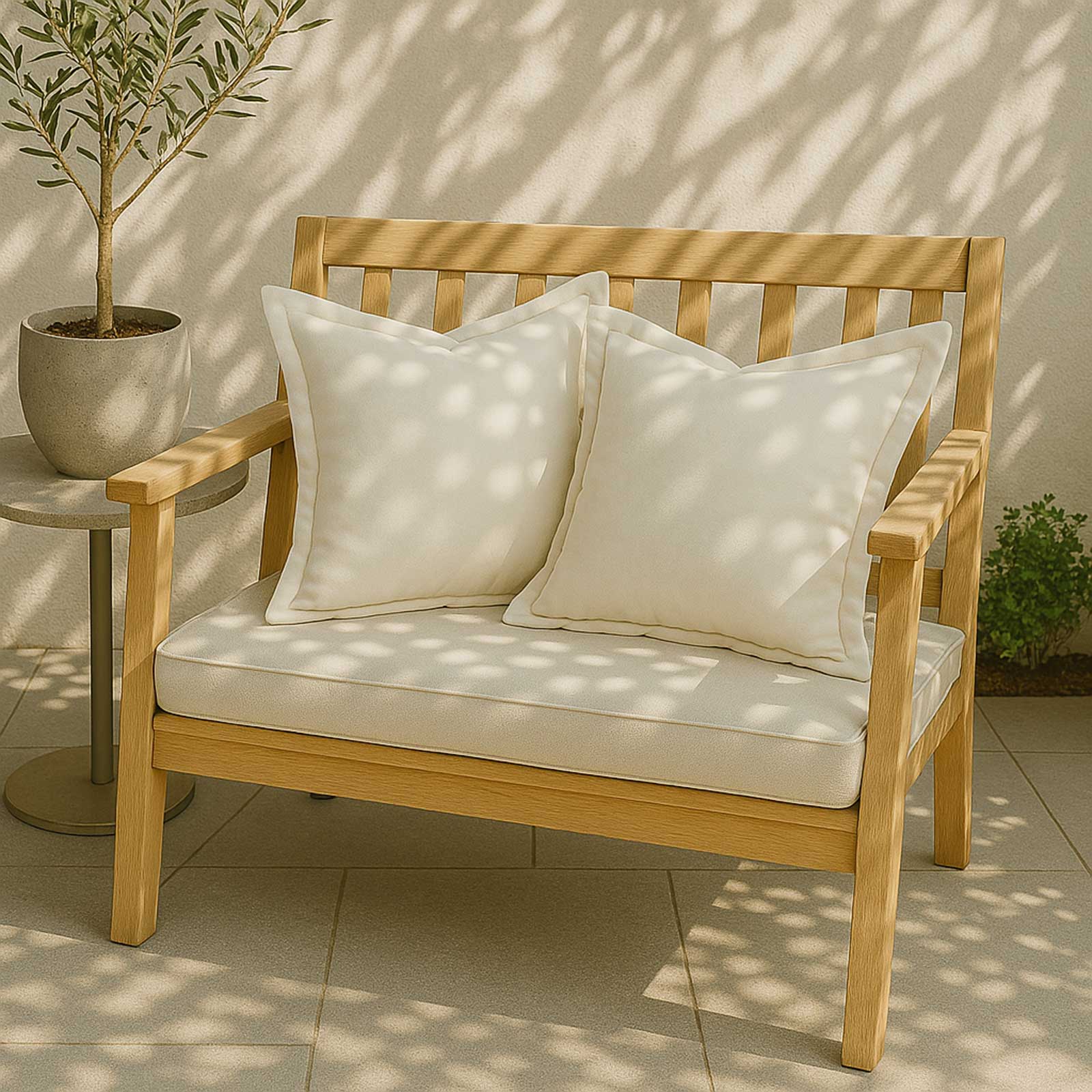 Plain Outdoor Cushion 45 X 45 Cm, Set Of 2 | 45cm x 45cm | Natural