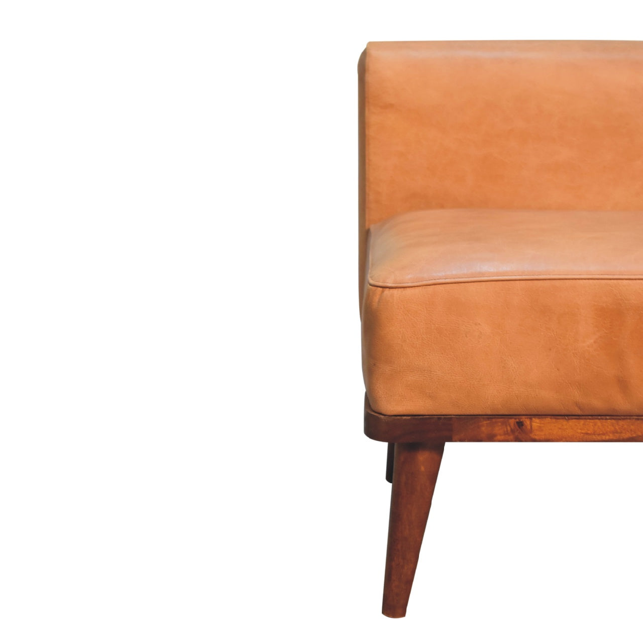 Solid Mango Wood Tan Buffalo Backrest Footstool