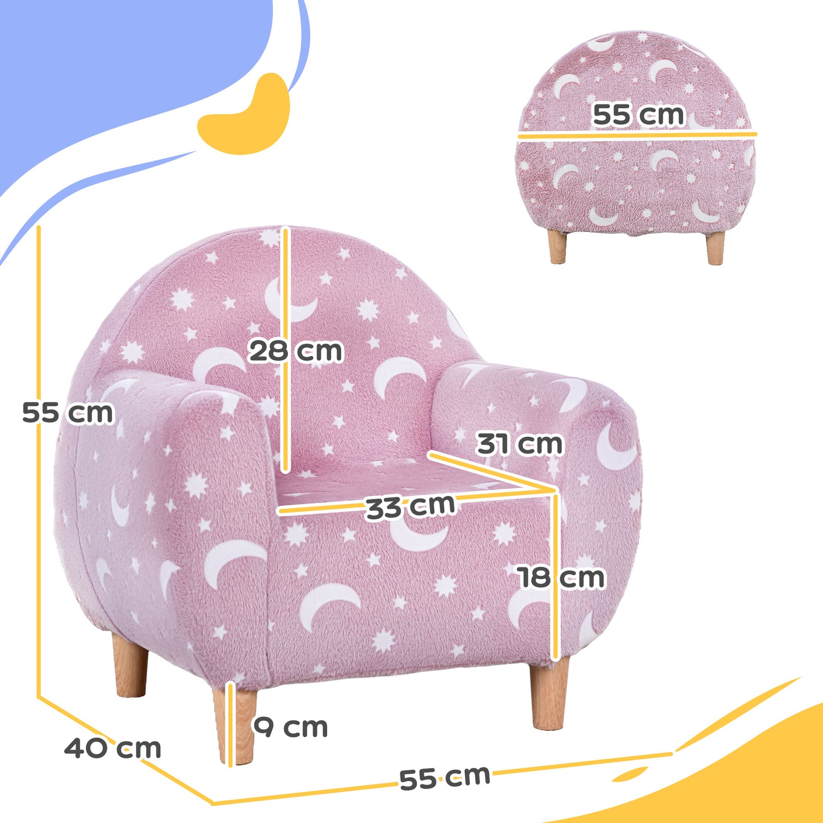 Kids Armchair, Glow In The Dark Chair For Bedroom, Pink | Pink
