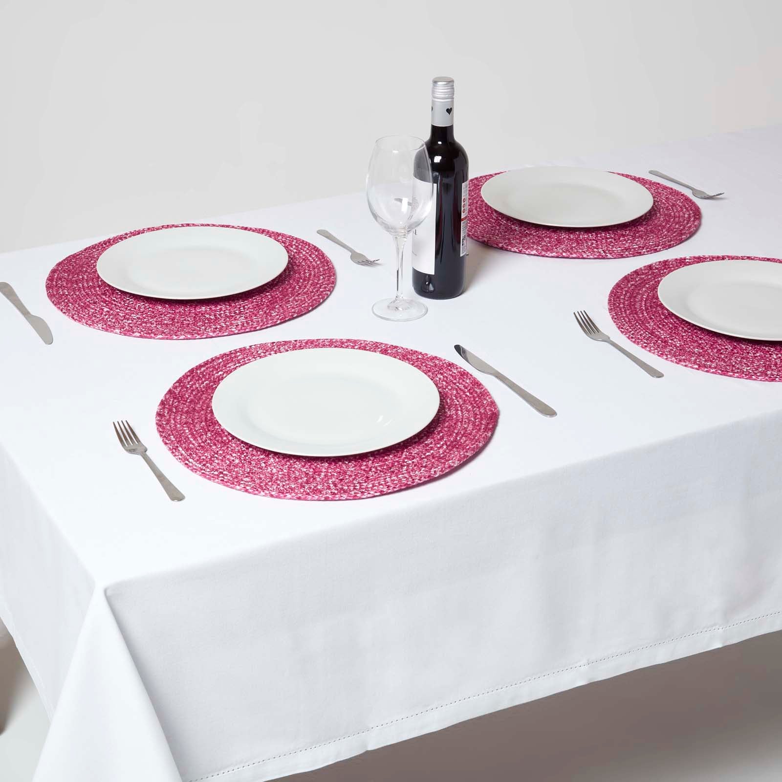 Handwoven Round Placemats Set Of 4 | 40cm | Pink