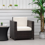Patio Rattan Wicker Furniture Single Cube Chair Sofa Outdoor | Brown