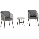 3 Piece Rattan Bistro Set, Patio Conversation Set | Gray