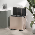 3 X 15l Triple Kitchen Bin Pedal Bin For Recycling And Waste | One Size | Gold